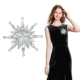 NICENEEDED Flower-sharp Extra Large Brooth Pin, Sparkly Rhinestone Stylish Crystal Brooch, Elegant Decoration Corsage Lapel Pins for Women Weddings