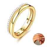 YADOCA 925 Sterling Silver Ring for Women Thumb Rings Engagement Rings Promise Ring Eternity Wedding Ring Gold Rings for Women Size R 1/2