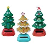 Yiohejy Christmas Tree Car Dashboard Toy, 3 Pieces Christmas Solar Powered Dancing Toy, Shaking Head Dashboard Tree Figures, For Desk, Windowsill, Car Decoration