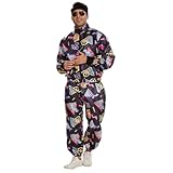 CEKUIA 80s 90s Fancy Dress Shell Suit Disco Dress Costume for Men Women Tracksuit with Headband Glasses Wristbands