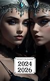 Pocket Calendar 2024-2026: Two-Year Monthly Planner for Purse , 36 Months from January 2024 to December 2026 | Twin elf sisters embracing | Light elf and dark elf