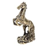 NUOBESTY Delicate Brass Horse Statue Ornament for Home and Office Desktop Decor Lifelike Copper Craft Symbolizing Strength and Career Success Unique Gift for Horse Lovers and Chinese Year