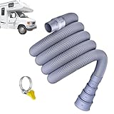 Collapsible and Extendable Wastewater Hose Kit with Adjustable Adapter - Leak-Proof, Flexible Drain for Caravan, RV, Camper, Trailer (Grey,6m)