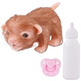 SDYGDB Reborn Puppy Doll - 4 Inch Soft Silicone Dog Toy with Feeding Bottle for Kids Aged 3+