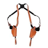 Pistol Shoulder Holster,Vertical Gun Holster Leather Concealed Carry Holster W/Magazine Holder & Adjustable Strap for 1911 92 96 G45 43 (brown shoulder Strap 80cm)