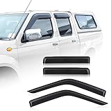 JHCHAN Wind Deflectors Compatible with Nissan Navara D22 1997-2005 Accessories Double Cabin Pickup Car Window Rain Guards Sun Shield Covers Protector Smoke Black PMMA 4PCS
