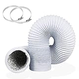 4Inch 10FT (3m) Long Flexible Aluminum Air Ducting 100mm, Heavy-Duty White 4 Layer Tumble Dryer Vent Hose, Dryer Duct for HVAC Ventilation, Extractor fanFan Systems, 2 Stainless Steel Clamps Include