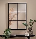 Biznest Window Style Wall Mirror Durable Frame Indoor/Outdoor Living Collection Rectangular Wall Mirror 50X76Cm (Black)