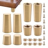DEJIN 8Pcs Premium Brass Wood Cutting Board Feet with Screws and Washers Versatile Tray Riser Feet Metal Jewellry Box Feet for Kitchen Appliances Furniture Enhancements(30MM+15MM)