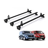 Rhino Roof Rack for Ford Transit Custom (2013+) 3x Aluminium Roof Bars [Only Suitable for Standard (H1) Roof] - Kammbar Black - TB3BA