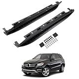 Side Steps Running Boards, For Mercedes ML GLE W166 2012-2019, 2 Piece Kit, Left and Right, Aluminium, All Black, Rectangular, Fixed, With Fitting Kit/Step Board Accessories