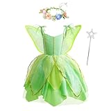 Lito Angels Tinkerbell Green Fairy Fancy Dress Up Costume Party Outfit with Accessories for Kids Girls Age 4-5 Years (Tag Number 110)
