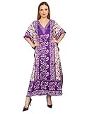 Shah Crafts.Women Kaftan Dress Long Maxi Nightdress Beach Cover Up Gown Swimsuit Top Robe Loungewear Plus Size Color-Purple Tunic