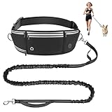 Looxmeer Hands Free Dog Lead, Dog Running Lead with 2 Handle, Reflective Adjustable Waist Walking Belt, Elastic Shock Absorbing Bungee Leash for Jogging Hiking Canicross Training for Small Medium Dogs