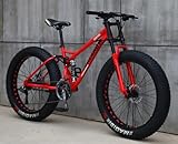 Kcolic Mountain Bike 24/26" Adult Fat Tire Bike 21 Speed Bike Carbon Steel Frame Double Full Suspension Double Disc Brake C,26inch