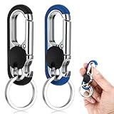 Ouligay 2pcs Key Chains for Men, Anti-Loss Car Key Chain with Hook, Car Keyring with Double Keyrings Personalized Heavy Duty Key Ring(Black And Blue)