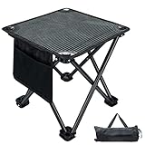 Portable Folding Camping Stool, Small Fishing Chair, Lightweight Foldable Footstool, Mini Slacker Stool with Waterproof Pocket For Camping, Fishing, BBQ, Picnic, Sketching, with Carry Bag
