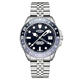 Rotary Men's Seamatic GMT 300M Water Resistance Blue Dial Stainless Steel Bracelet Watch
