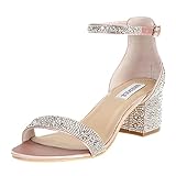 SheSole Women's Rhinestone Heels Sparkly Sandals Wedding Shoes for Bride Low Heel Prom Party Dress Shoes Champagne Size 5
