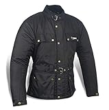 Jet Motorcycle Motorbike Jacket Vintage Retro Fashion Waterproof Armoured (Large (40" - 42"), Black)