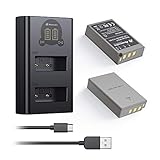 Powerextra 2 Pack Replacement BLS-50 Battery and Dual LCD Battery Charger Kit Compatible with Olympus BLS-5, BLS-50, PS-BLS5 and Olympus OM-D E-M10, Pen E-PL2, E-PL5, E-PL6, E-PL7, E-PM2, Stylus 1