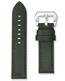 24 mm Green Leather Replacement Watch Strap | Compatible with Officine Panerai PAM Luminor Radiomir & Submersible | Premium Matt Calf Leather Band | Oversized Brushed Buckle (Green, 24mm)
