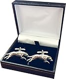 Antique Pewter Greyhound Dog Emblem Mens Cufflnks with Gift Box
