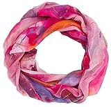styleBREAKER women's infinity scarf Watercolor Glow with metallic accents | lightweight loop scarf, soft, flowing and breathable for spring and summer, Colour:Pink-Purple-Orange