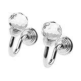 Hicello 2PCS Silver Round Head Crystal Glass Curtain Hold Back | Window Curtain Tieback Hooks Hanger Holder With Screws | Decorative Diamond Wall Hooks