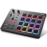 Donner MIDI Pad Controller Keyboard USB Type-C, Professional Drum Pad Machine Beat Maker with 16 Pads, MIDI out, 2 Assignable Fader and Knobs (STARRYPAD MINI, Black)