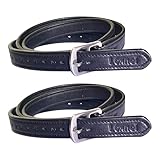 LEXNEL Equestrian Leather Stirrup for Saddle with Buckles 1 Pair Pack of 2 (48 Inch Black)
