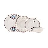 Karaca Nakkaş 24-Piece Dinner Set for 6, Elegant White with Colorful Patterns, Bone China Dinnerware Set, Durable & Stain-Resistant Dinner Service for Casual Meals & Special Occasions