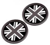 Black Union Jack UK Flag Style Soft Silicone Cup Holder Coasters compatible with MINI Cooper R55 R56 R57 R58 R59 73mm