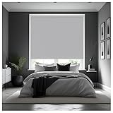 Thermal Insulated Blackout Fabric Roller Blinds, Easy Fit Room Darkening Shades Fittings Included Light Grey (Width 120cm x Length 165cm, Blackout, Grey) (BK004)