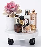 FasolaHome Decorative Marble Riser For Display, Modern Farmhouse Decor Style, White Marble Pedestal Stand, Perfect Size 5.9x5.9x2.5”