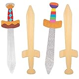 Baker Ross AT697 Wooden Swords for Kids to Paint - Pack of 4, Knight Wood Painting Kits for Arts and Crafts and Pretend Play