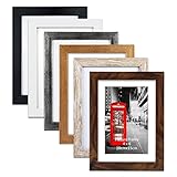 EYMPEU 6x4 Photo Frame Set of 6, Mixed Colour Picture Frames with Mount for 4x6 Inch Picture Display, Without Mount Fits 5x7 Inch Photo - Versatile Wall and Desk Mount