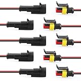 moinkerin 5 Pieces 2 Pin Waterproof Electrical Connector Plug 12v Waterproof Connector Automotive Wire for Boats, Motorcycles, Scooters, Trucks, Quad Bikes, Bicycles and Tricycles
