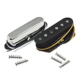 FLEOR Vintage Single Coil Pickups Set Chrome Neck & Bridge Pickup (50mm/55mm) Alnico 5 Magnet for TL TE Style Guitar Parts
