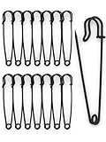 15Pcs Large Safety Pins,75mm/3" Strong Heavy Duty Extra Large Black Safety Pin for Clothes,Giant Safetypin for Fixed Blankets,Shawl Big Kilt Pins for Thick Fabric,Leather,Crafts