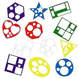 12 Pcs Geometric Stencils, Waterproof Colorful Stencils for Crafts Reusable Various Shaped Drawing Templates for Toddlers DIY Gifts Home Crafts