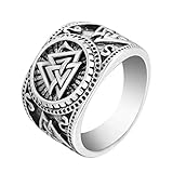 QIAMNI Chandler Vintage Viking Norse Odin Signet Rings for Men Women Antique Silver Hip Hop Punk Style Jewelry Party Wedding Gift