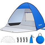 Glymnis Pop Up Beach Tent Small for 1-2 Person/Large for 3-4 Person, UV Protection Beach Sun Shelter with Zipper Porch, Portable Sun Shade Tent for Beach, Garden, Picnic