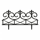 NIGMA Victorian Iron Scroll Style Black Plastic Garden Fence (4 Pack)