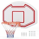 COSTWAY Wall Mounted Basketball Hoop, 91 x 61cm Basketball Games with Shatter-proof Backboard and Anti-tear Net, Indoor Outdoor Backboard Rim and Net Set for Kids Adults