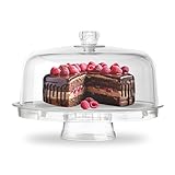 Multi-Function 6-in1 Clear Cake Stand with Dome Lid, Cake Dome Platter Snack Fruit Server Salad Bowl Kitchen Party BBQ Picnic Tray by Crystals