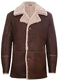 Mens Brown German Classic Real Sheepskin Shearling Leather Cromby Jacket Coat M