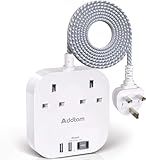 Extension Lead, Power Strips with 2 Way Outlets 4 (4.5A, 2 Type C and 2 USB-A Port) Surge Protection Plug Extension Socket with 1.6M Braided cord for Home Office