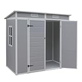 Panana Outdoor Garden Storage Shed, Grey, 6 x 4 ft；4.66 x 4ft ；5 x 2.6ft (6X4-B)