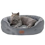 Bedsure Large Cat Beds - 63x53x20cm Round Washable Dog Bed for Small Dogs, Pet Bed for Small Dog and Puppy with Slip-Resistant Bottom and Reversible Cushion, Grey